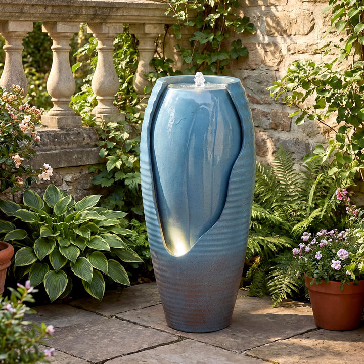 Giantex 32" Outdoor Jar Water Fountain with LED Lights