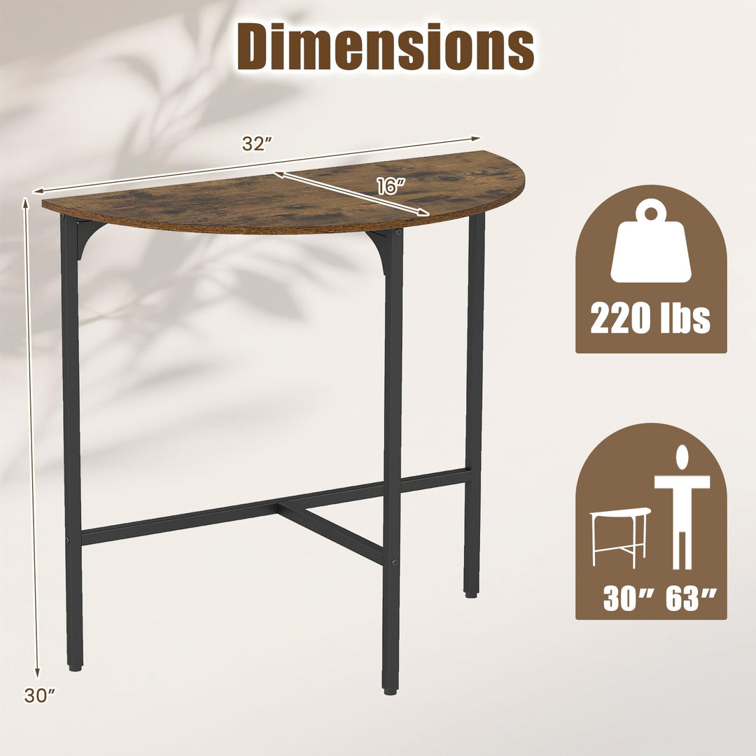 GIANTEX 32" Half Moon Industrial Narrow Console Table