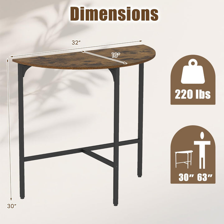 GIANTEX 32" Half Moon Industrial Narrow Console Table