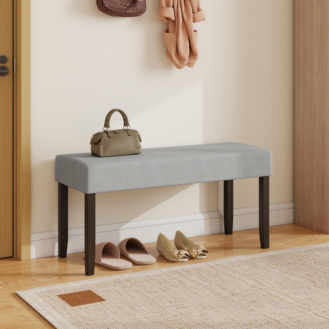 Giantex 40.5" Upholstered Entryway Bench with Padded Seat & Solid Rubber Wood Legs Load 400Lbs