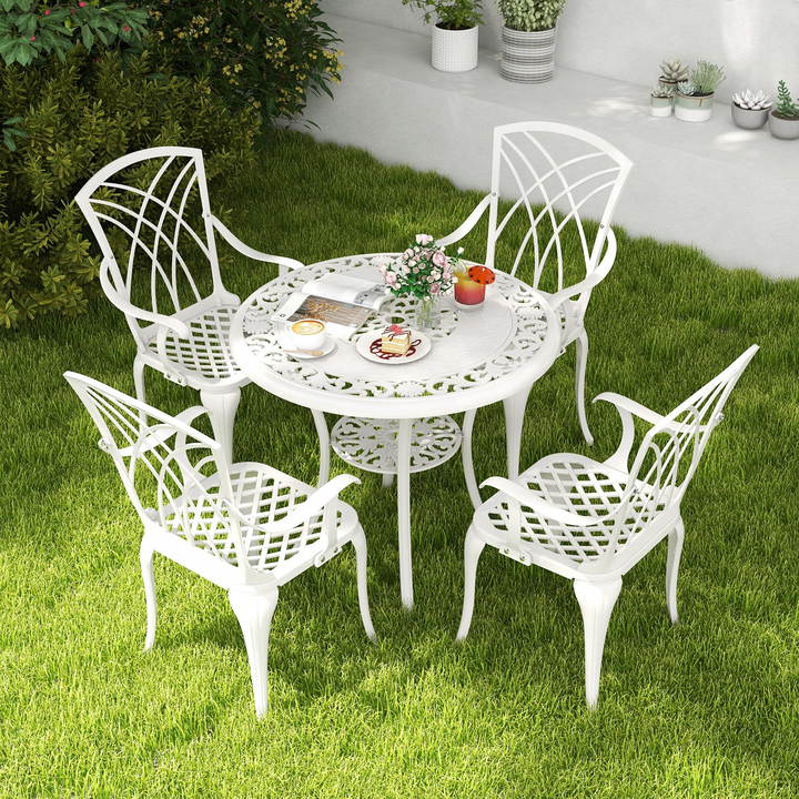 Giantex 5 Piece Patio Dining Set, All Weather Resistant Cast Aluminum Patio Furniture Set for 4