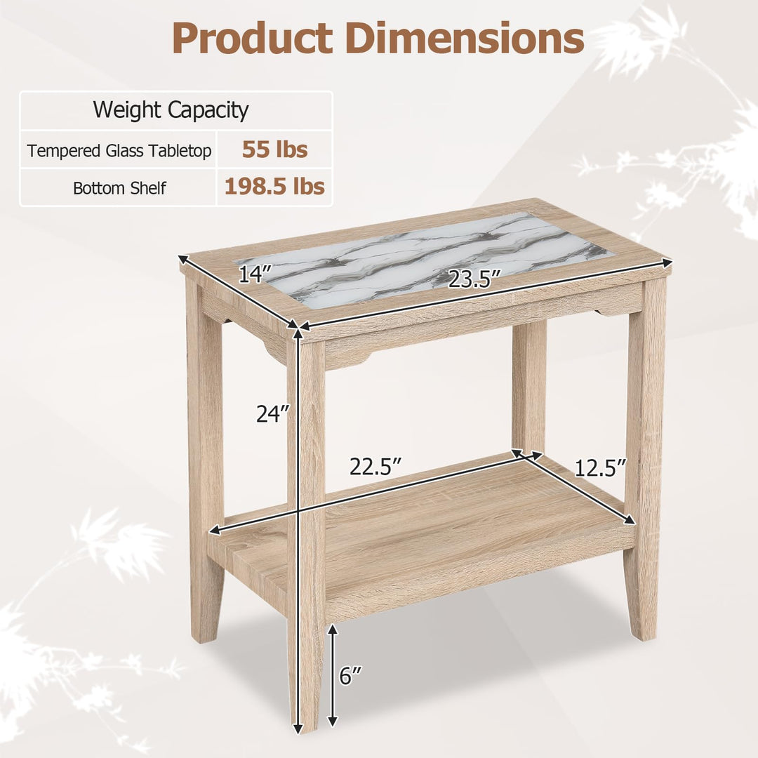 GIANTEX 24" Narrow Side Table with Faux Marble Top &amp; Storage Shelf (1/2)