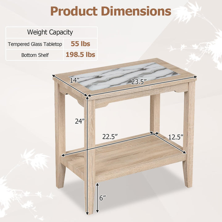 GIANTEX 24" Narrow Side Table with Faux Marble Top &amp; Storage Shelf (1/2)