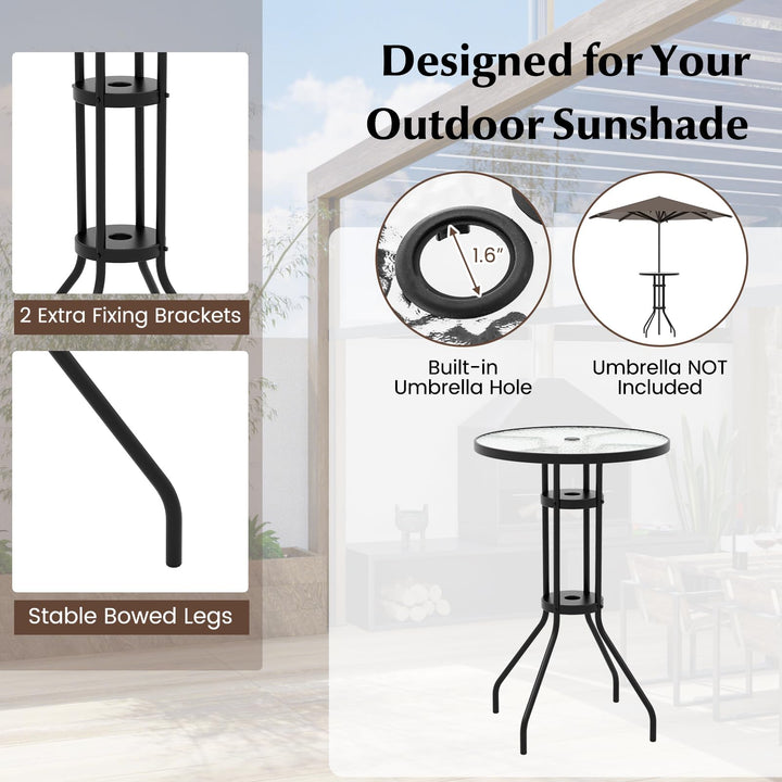 Giantex 3 PCS Outdoor Bistro Set, Patio Bar Table with 2 Folding Chairs