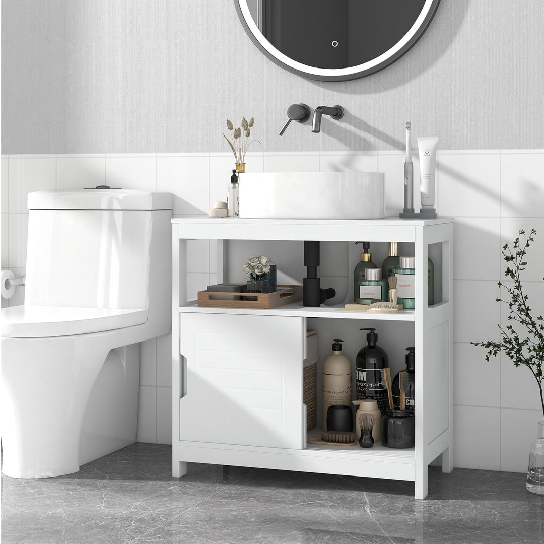 Giantex Pedestal Sink Storage Cabinet - Bathroom Vanity Without Vessel Sink, Storage Cabinet, Bathroom Space Saver Organizer