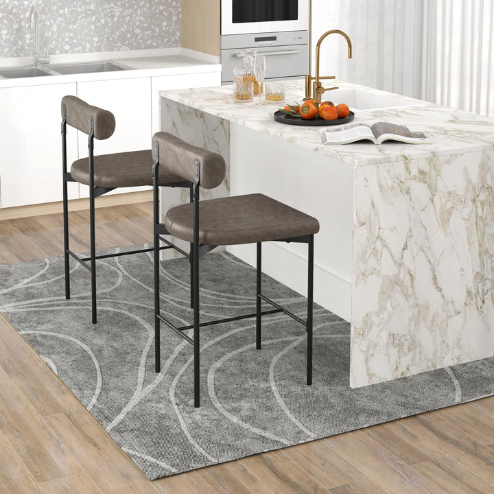 Giantex Counter Height Bar Stools, 26 Inch Upholstered Bar Chairs with Back