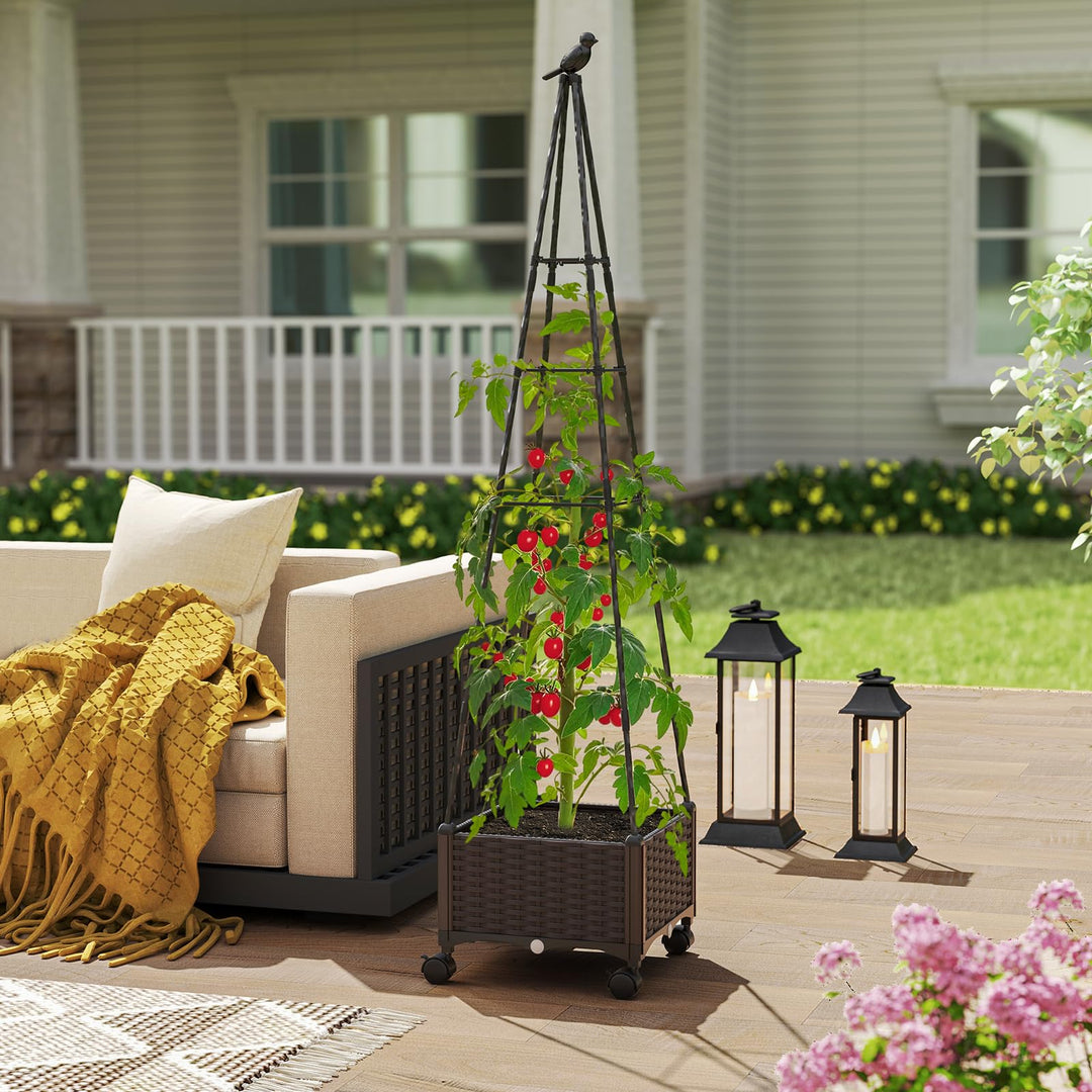 Giantex Raised Garden Bed with Wheels & Tomato Cage