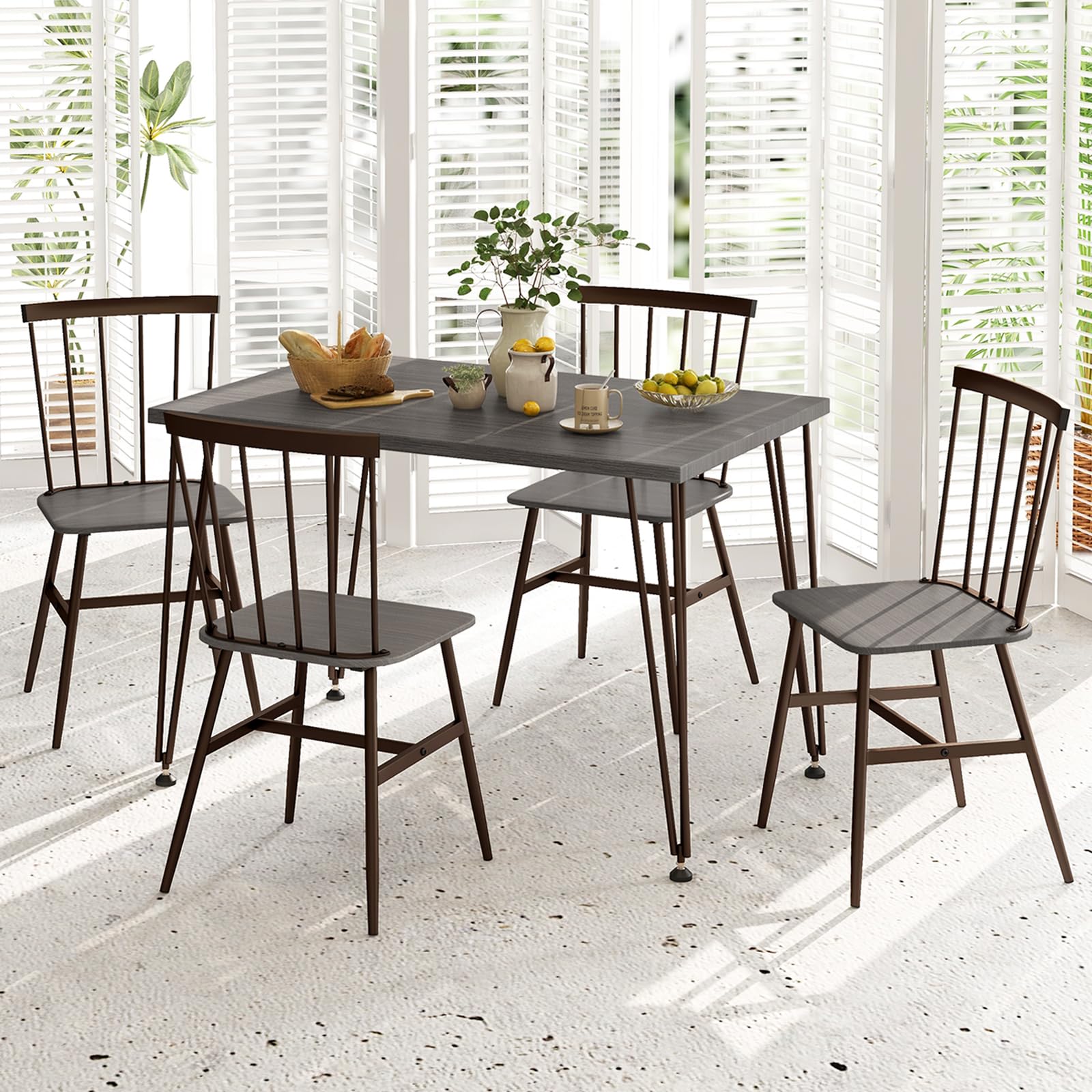 Giantex Dining Table Set for 4, Dining Set with Kitchen Table, Dining Chairs