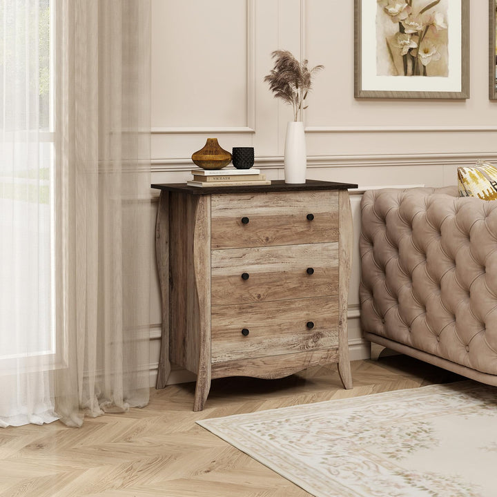 Giantex Storage Cabinet with Foldable & Detachable Fabric Drawers, Anti-Tipping Kit, 26.5” x 15” x 30” Farmhouse Floor Cabinet