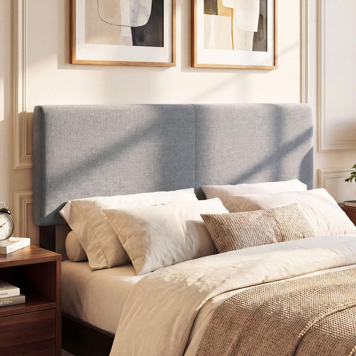 Giantex Upholstered Headboard Queen/Full Size Vertical Quilted Linen Fabric Head Board