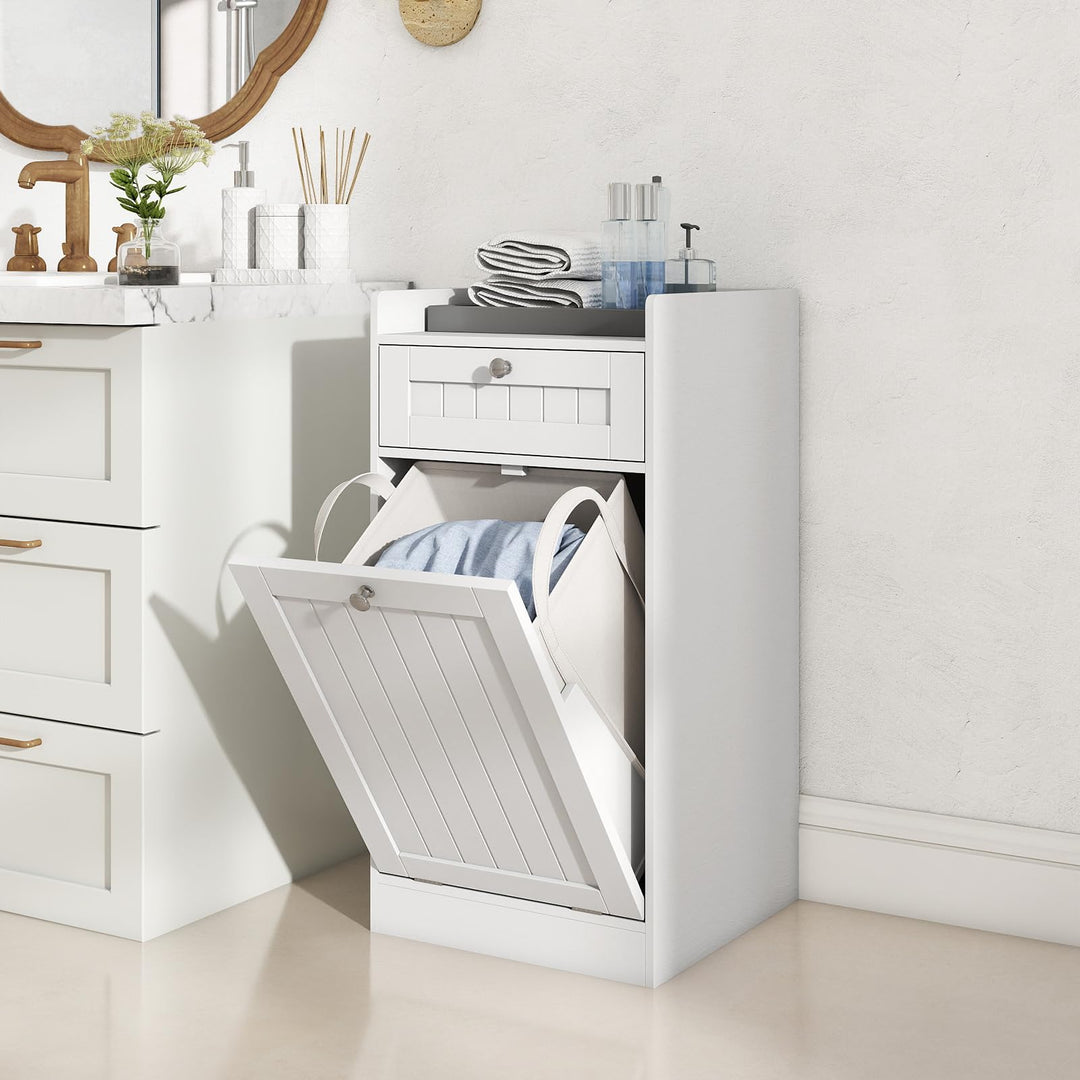 Giantex Tilt-Out Laundry Hamper Cabinet (16"x 16"x 31.5")