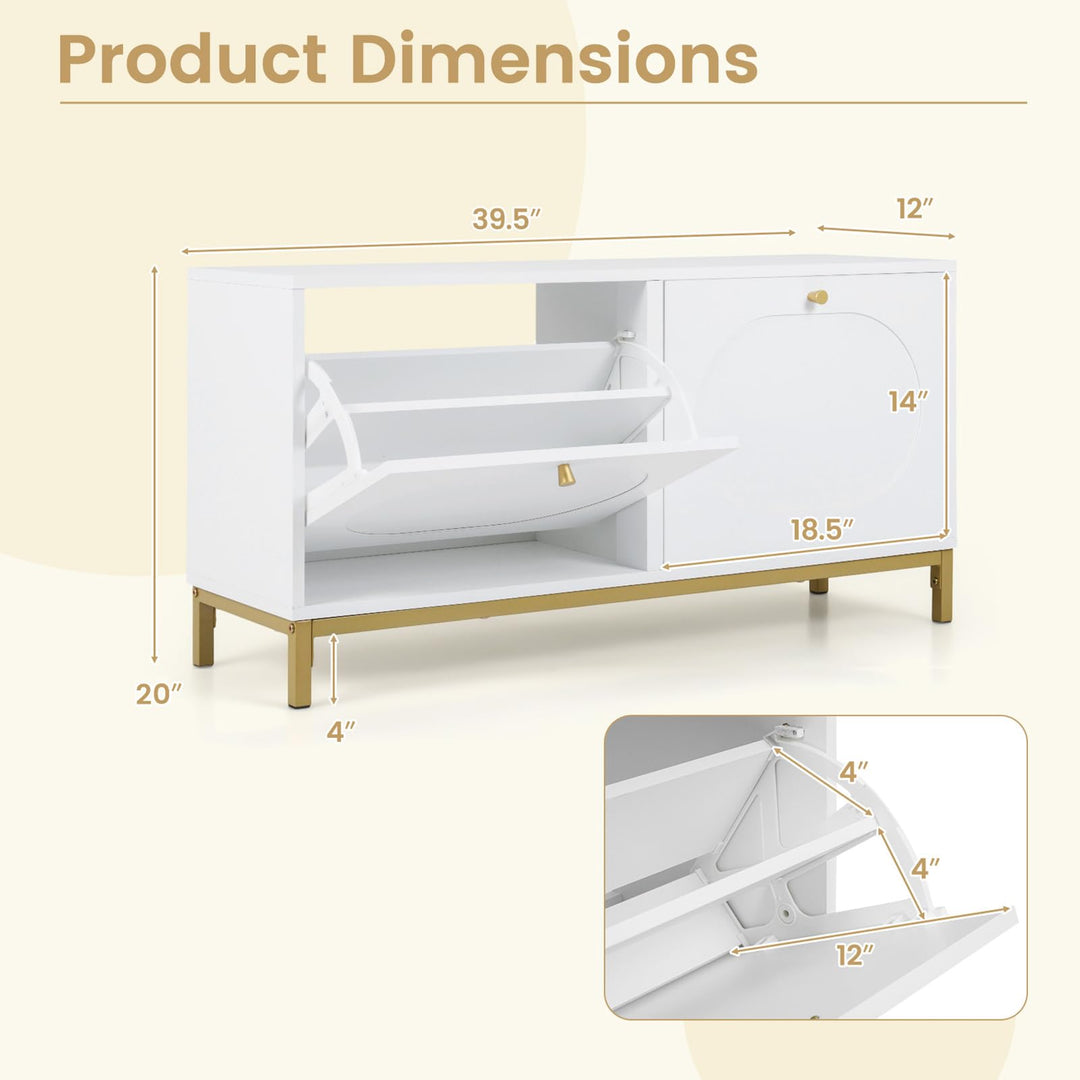 Giantex Shoe Storage Bench with 2 Flip Drawers