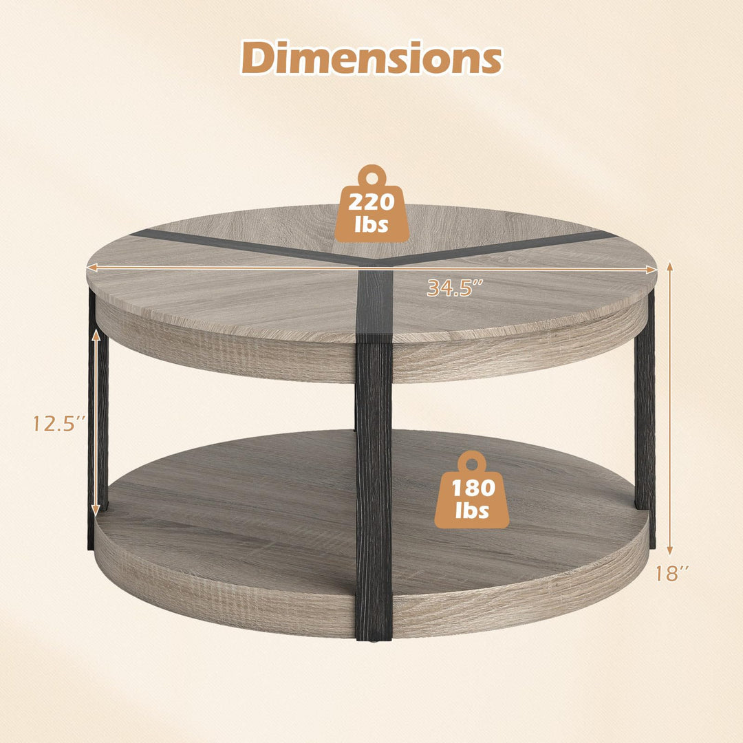 Giantex 2 Tier Round Coffee for Living Room Reception Room