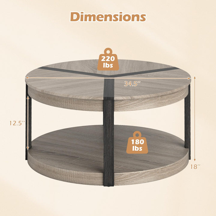 Giantex 2 Tier Round Coffee for Living Room Reception Room