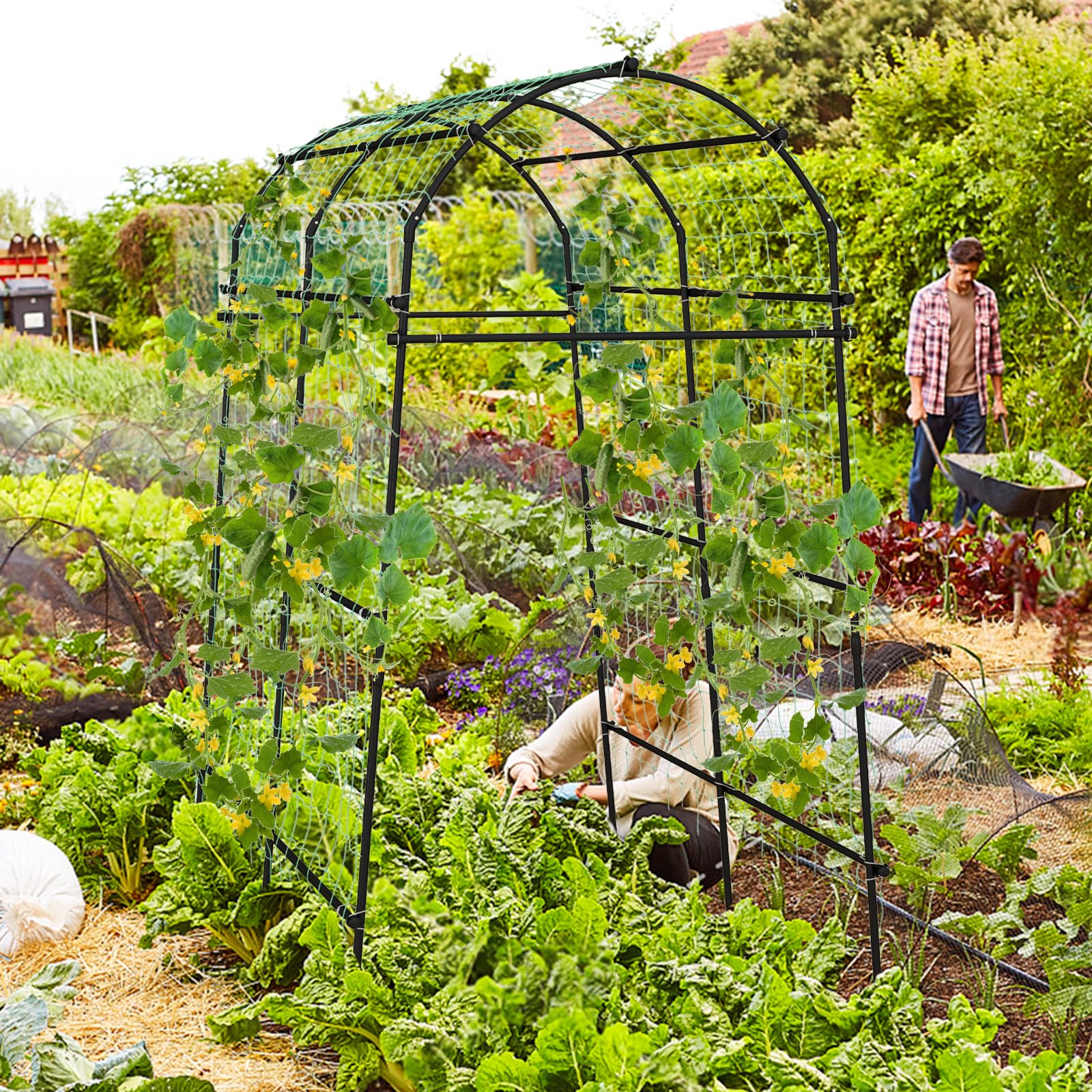 Garden Arch Trellis for Climbing Plants - Giantex