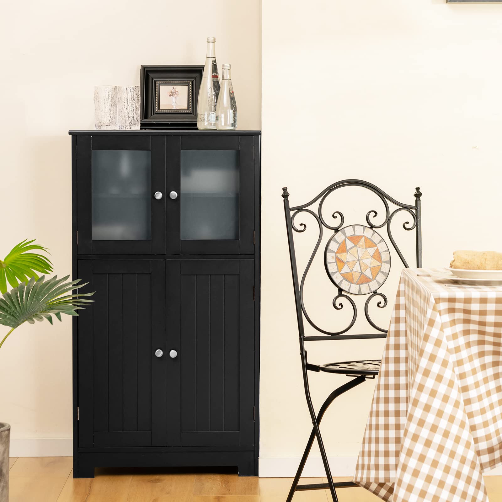 Giantex Storage Cabinet with Doors - Bathroom Floor Cabinet, Freestanding Tall Cabinet