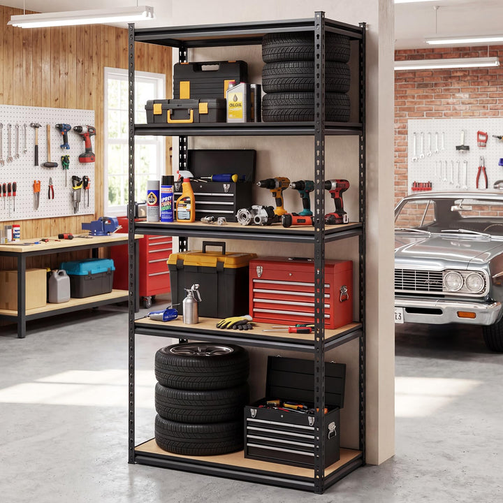 Giantex 5-Tier Metal Storage Shelves Heavy Duty Garage Shelving Units(1/2/3/4,36" W x 18" D x 72" H)