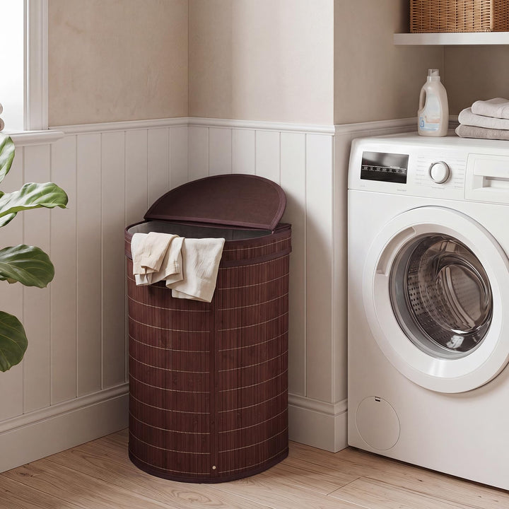 Giantex 16 Gal Bamboo Laundry Hamper with Zippered Lid