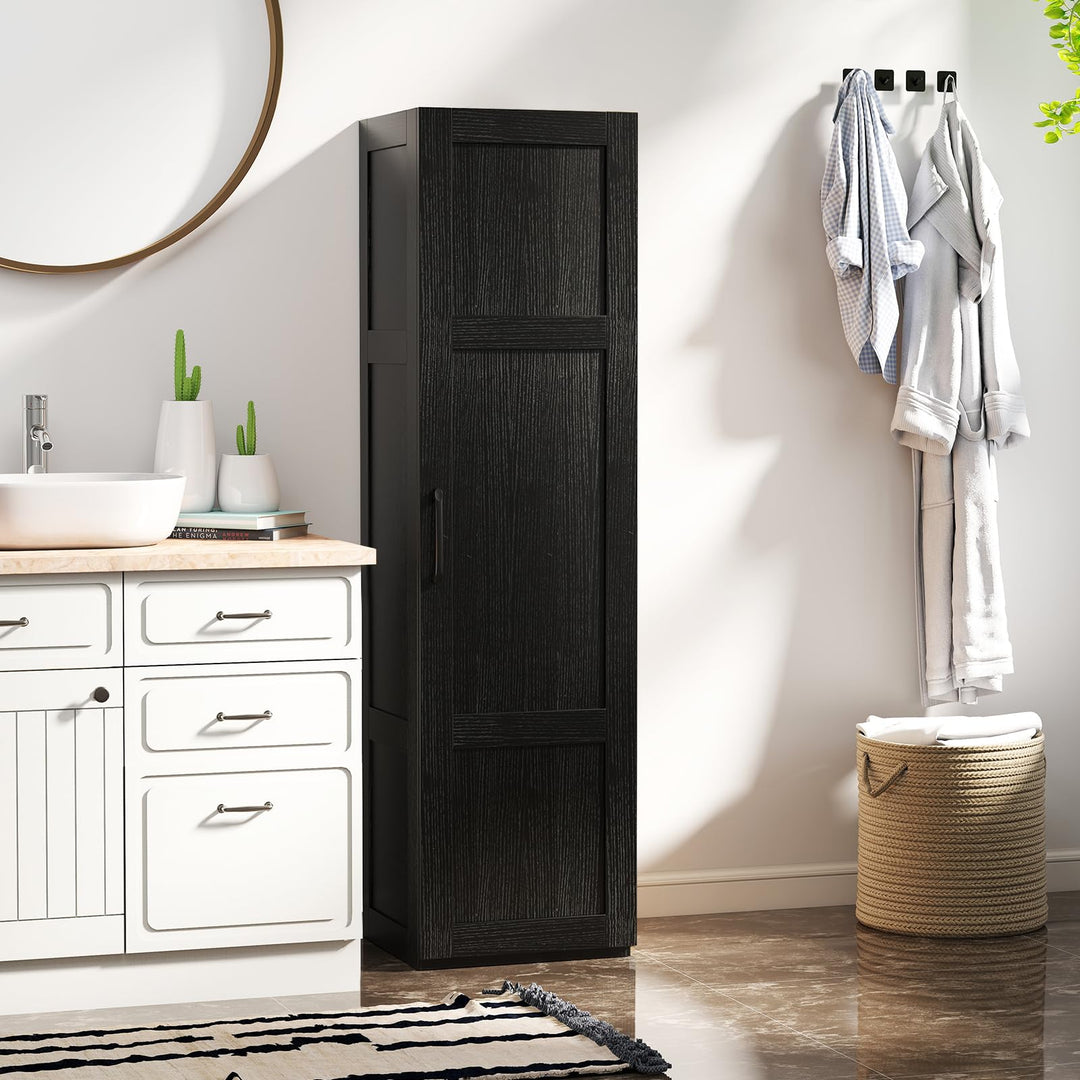 Giantex Narrow Farmhouse Freestanding Bathroom Cabinet with 4 Shelves