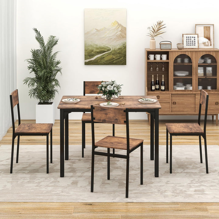 Giantex Dining Table Set for 4, Mid-Century Kitchen Furniture Set w/Kitchen Table, 4 Dining Chairs