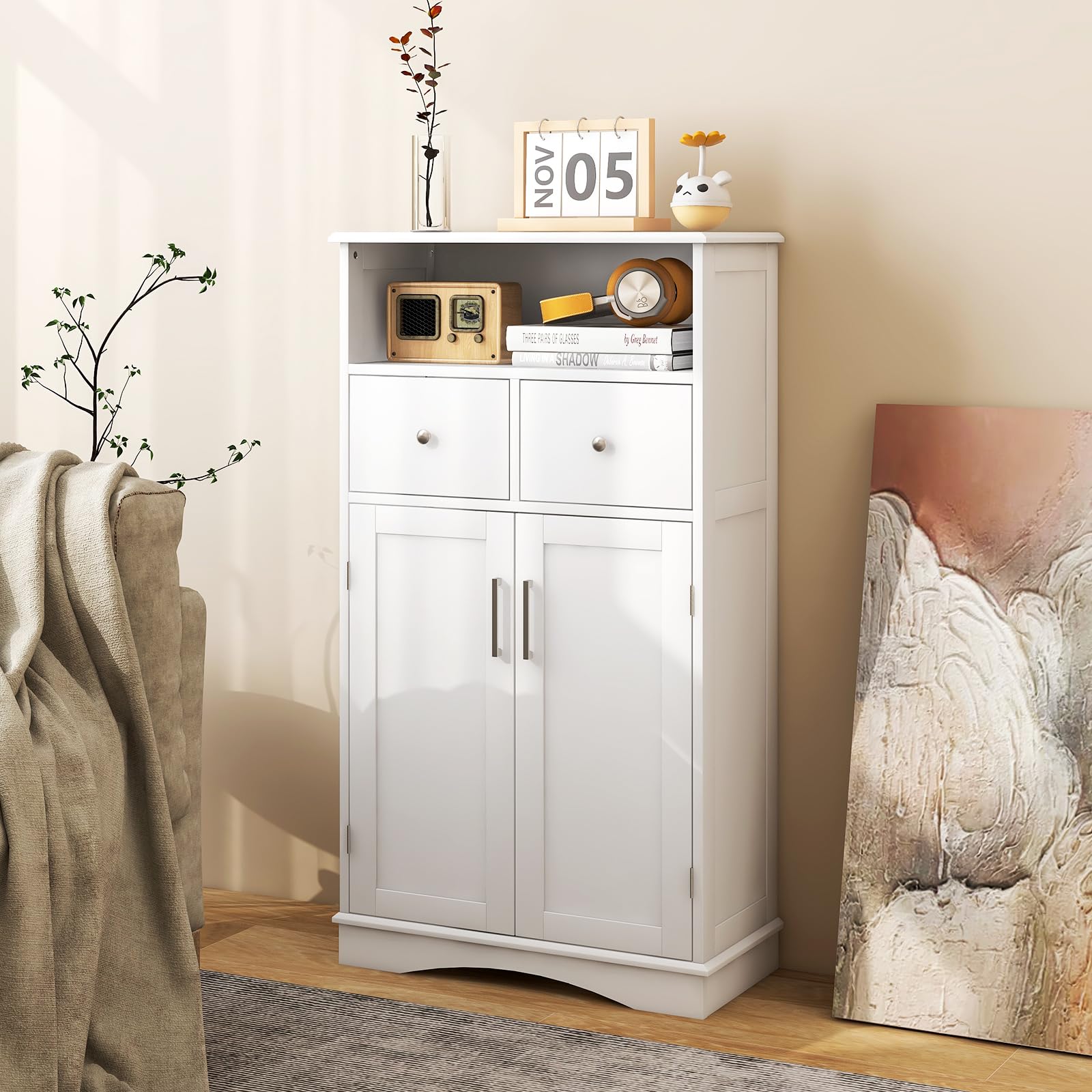 Giantex Bathroom Floor Storage Cabinet