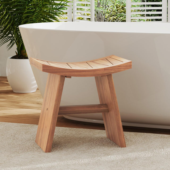 18" x 13" x 17.5" Waterproof Shower Stool with Curved Seat for Inside Shower