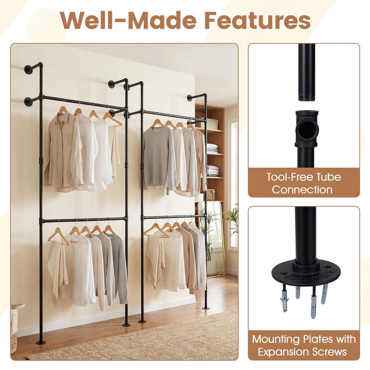 Giantex Industrial Pipe Clothing Rack for Wardrobe Closet