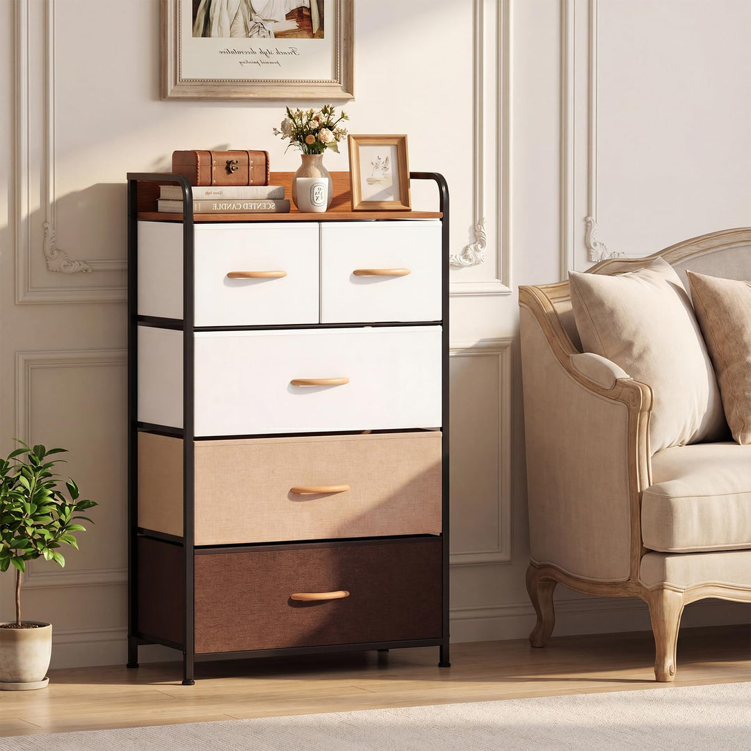 Giantex 5-Drawer Fabric Dresser with Removable Fabric Bins