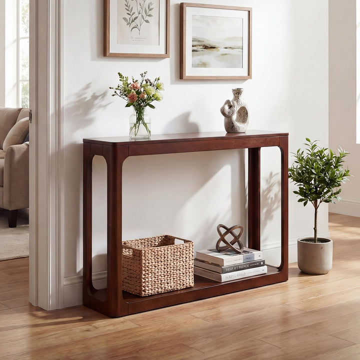 Giantex 47" Wood Console Table 2-Tier Mid Century Modern Entryway Table