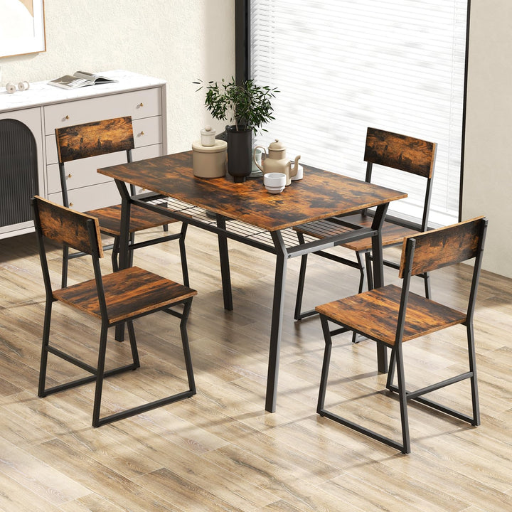 Giantex Dining Table Set for 4, 47”L x 28”W Rectangular Kitchen Table w/ 4 Trapezoid Chairs