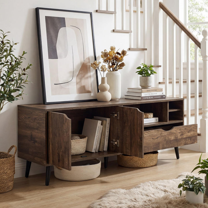 Giantex TV Stand for TVs up to 65 Inches Rustic Entertainment Center