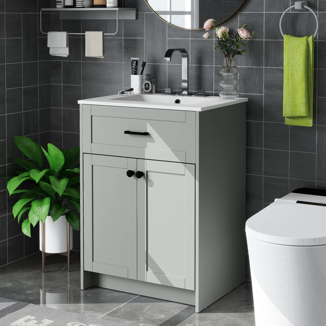 Giantex 24” Undermount Bathroom Cabinet with Ceramic Basin