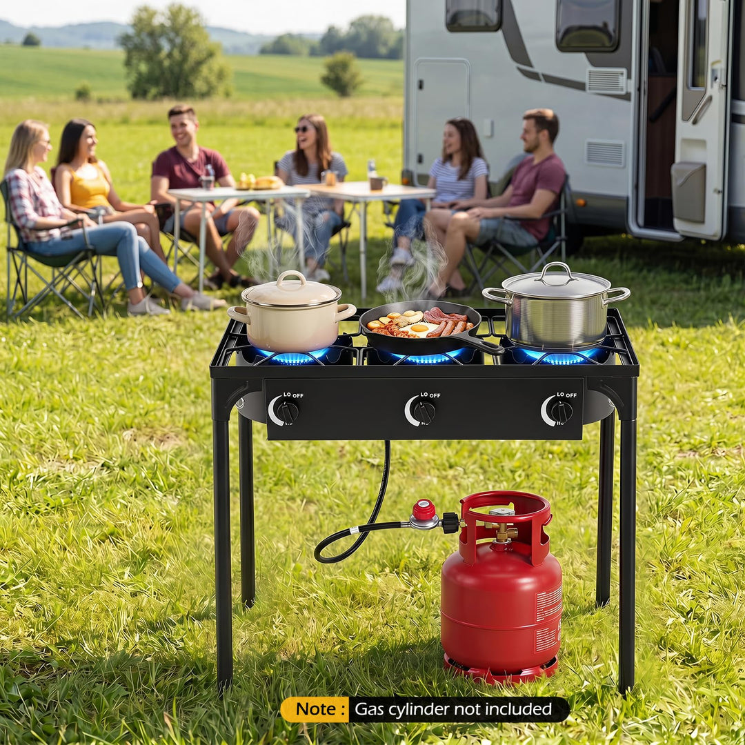 Giantex 3 Burner Propane Gas Stove | 240,000 BTU High Pressure Camp Cooker