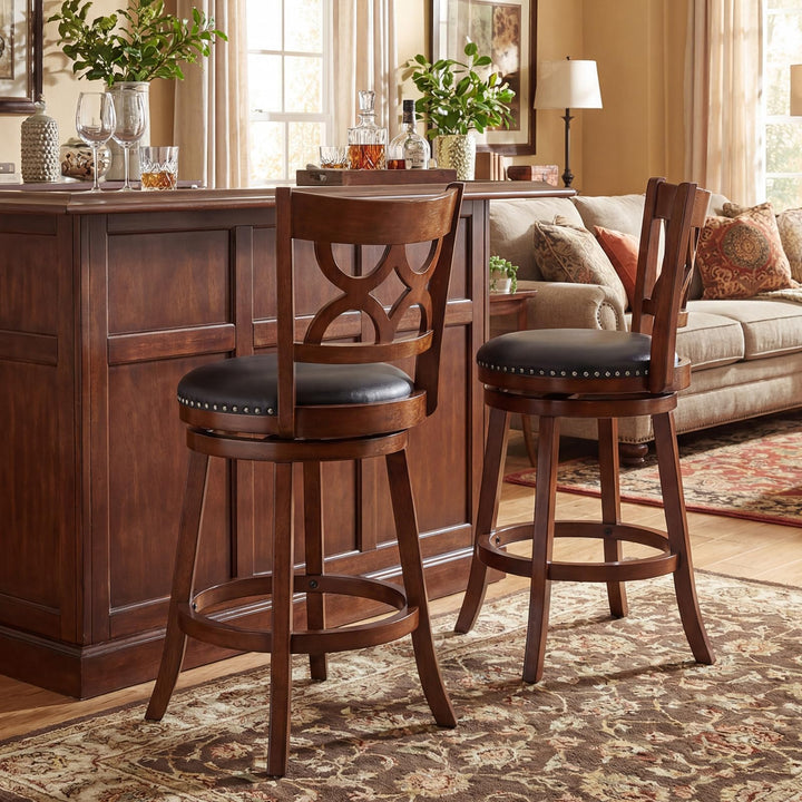 Giantex Swivel Bar Stools Set of 2/4 with Upholstered Seat