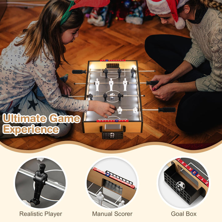 Giantex 20 Inch Foosball Table - Tabletop Football Table w/LED Lights, Realistic Players & 2 Balls