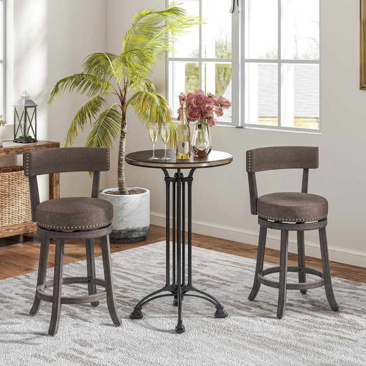 Giantex 26" Bar Stools Set, Swivel Counter Height Bar Chairs with Footrest, Rubber Wood Frame