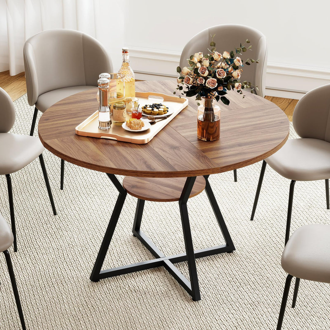 Giantex 47-inches Round Dining Table for 4 | Circle Dinner Tables for Dinette Living Room
