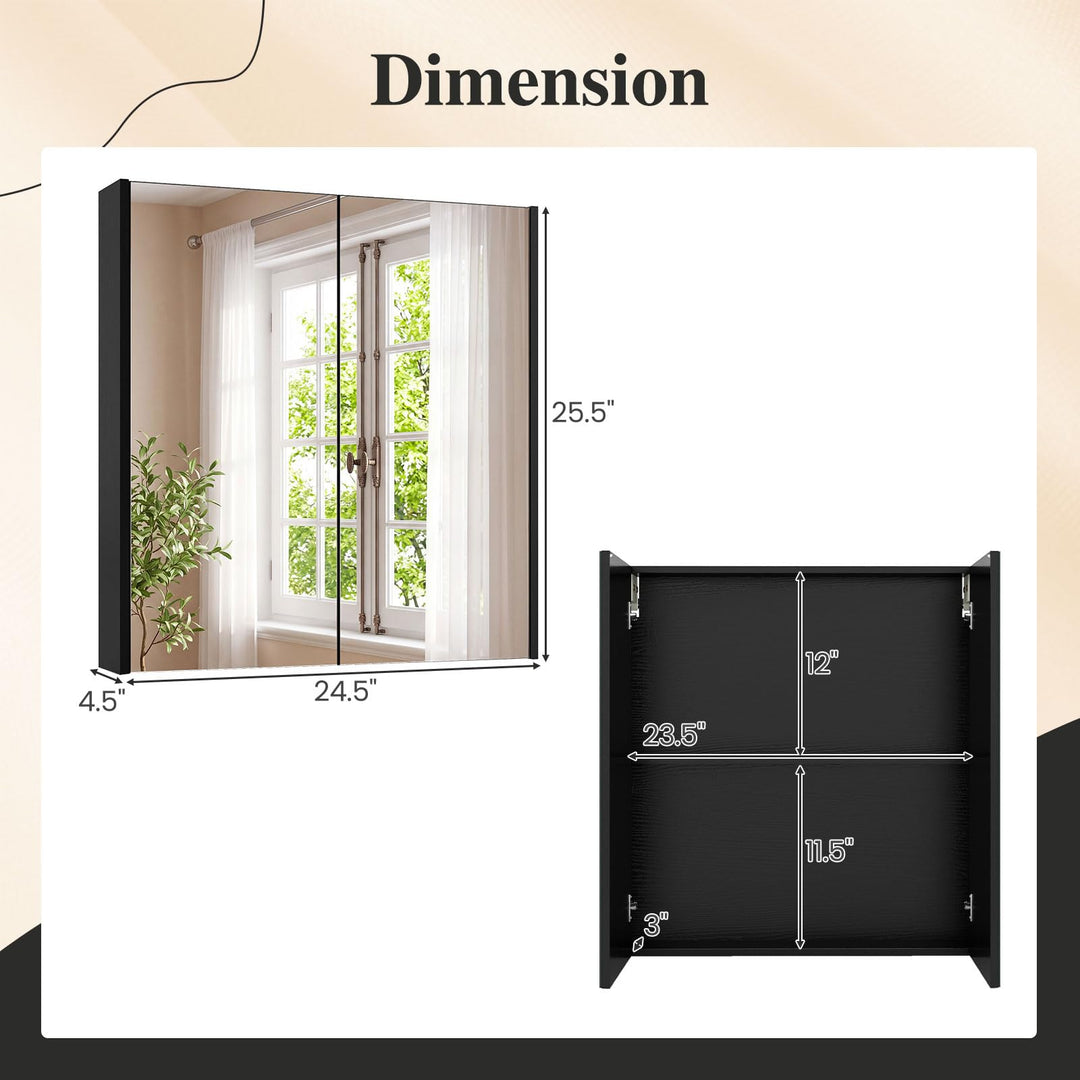 GIANTEX Bathroom Wall Cabinet with 2 Mirror Doors