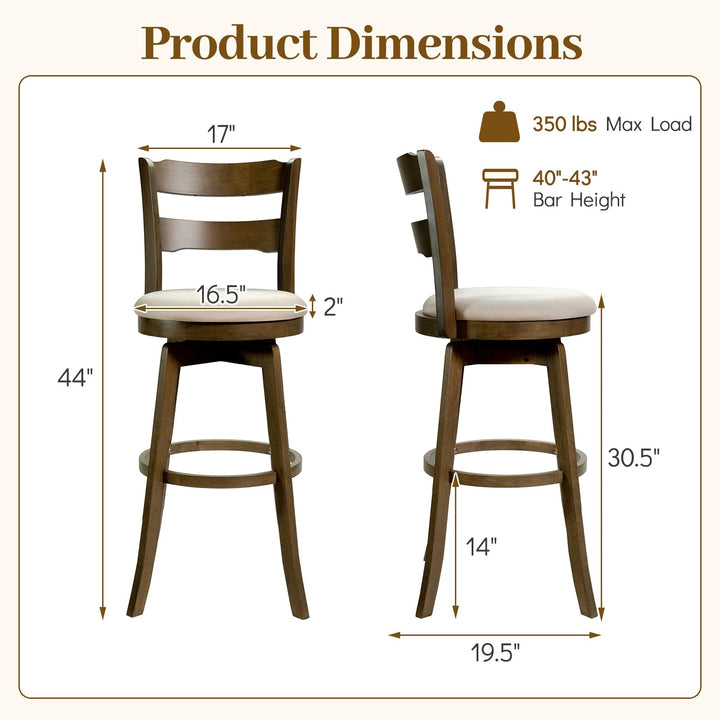 Giantex 30.5" Swivel Bar Stools Set of 2/4 with Fabric Upholstered Seat, High Back