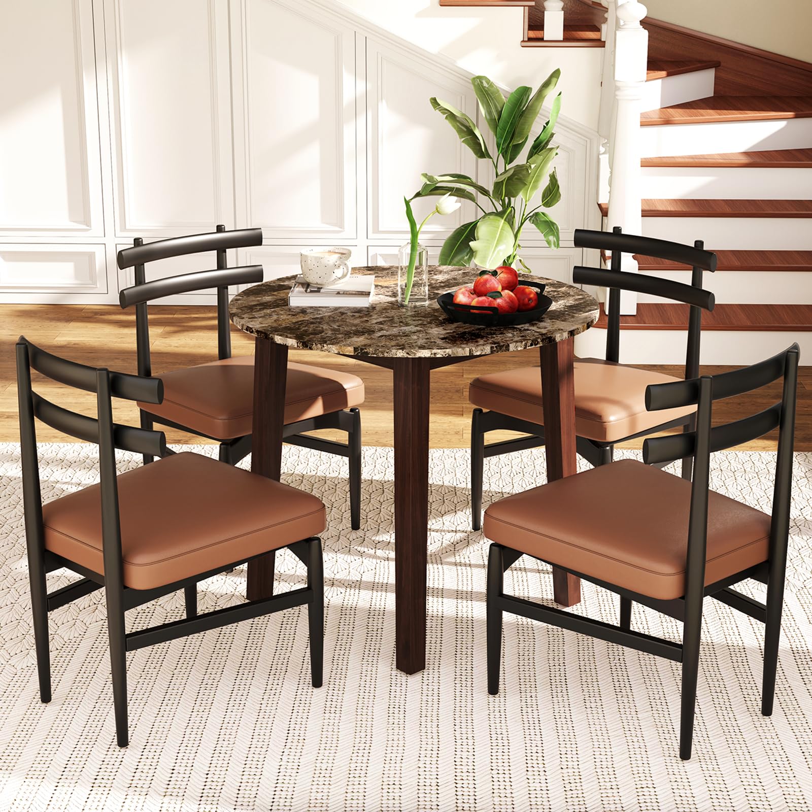 Giantex 35” Round Dining Table - Kitchen Table with Rubber Wood Legs