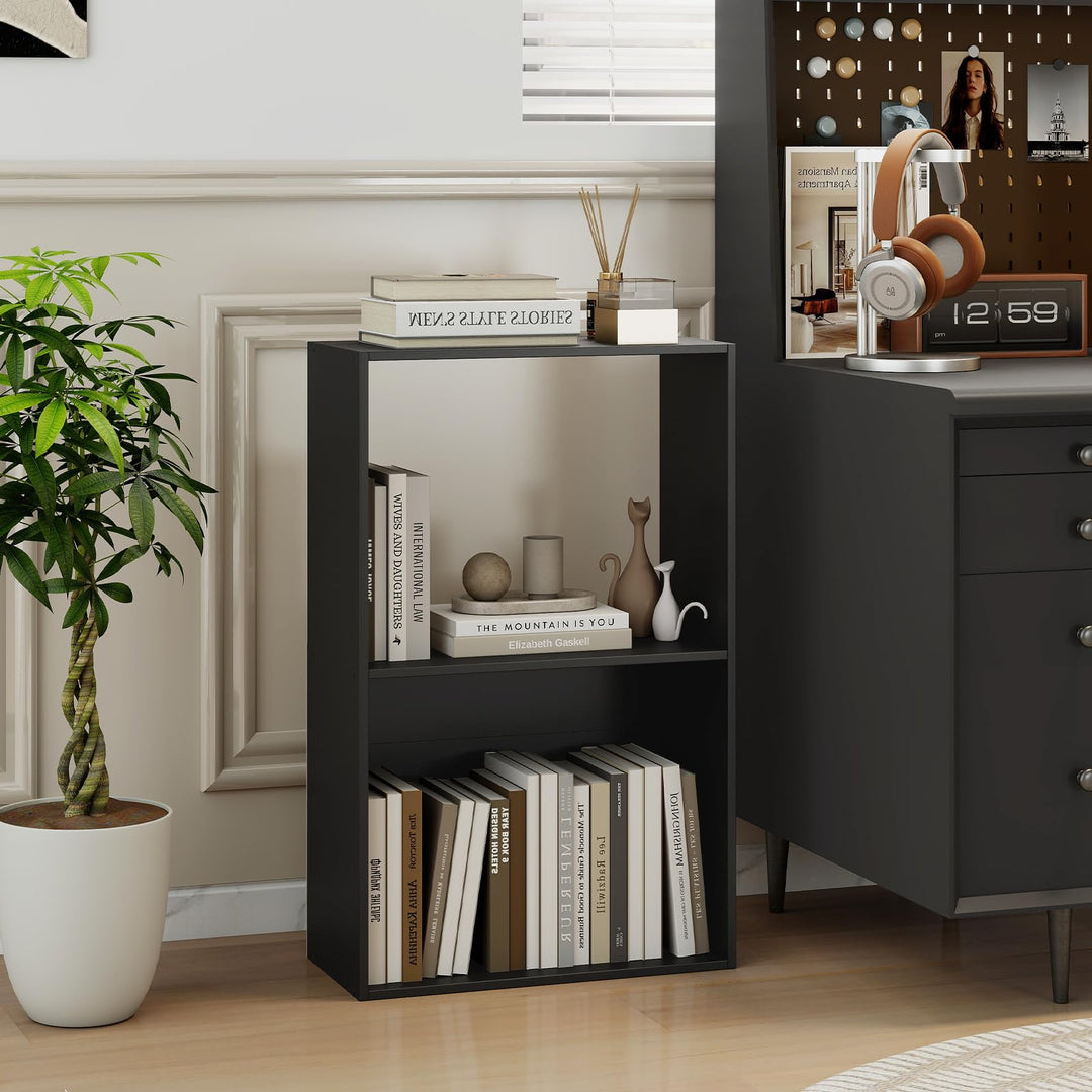 Giantex 3-Tier Bookshelf | 2-Cube Bookcase w/Open Storage Compartment (1/2)