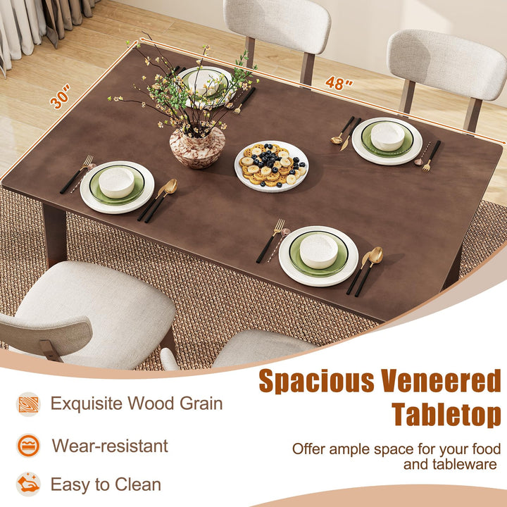 Giantex 5-Piece Dining Table Set for 4, Kitchen Table Set with 48” Dinner Table, Padded Seat, Rubber Wood Legs