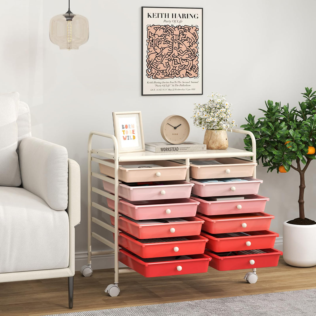 12 Drawers Rolling Cart for Office School Supplies - 25” x 15” x 24.5”