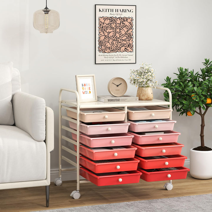 12 Drawers Rolling Cart for Office School Supplies - 25” x 15” x 24.5”