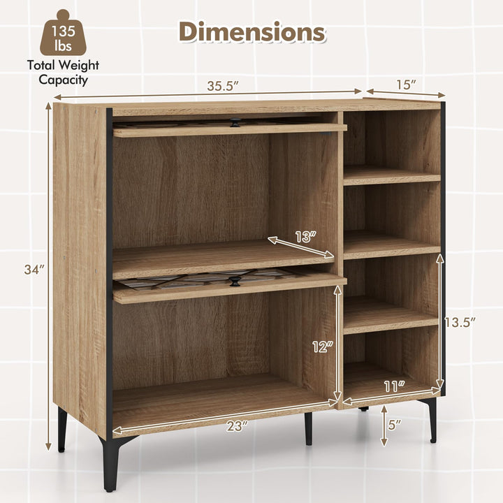 Giantex Shoe Cabinet with Flip & Slide Doors, Shoe Storage Cabinet with Adjustable Cube Shelves(Decorative Doors)
