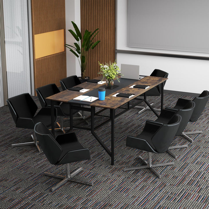 Giantex Rectangular Meeting Table with Mesh Storage Shelf and Cable Grommet