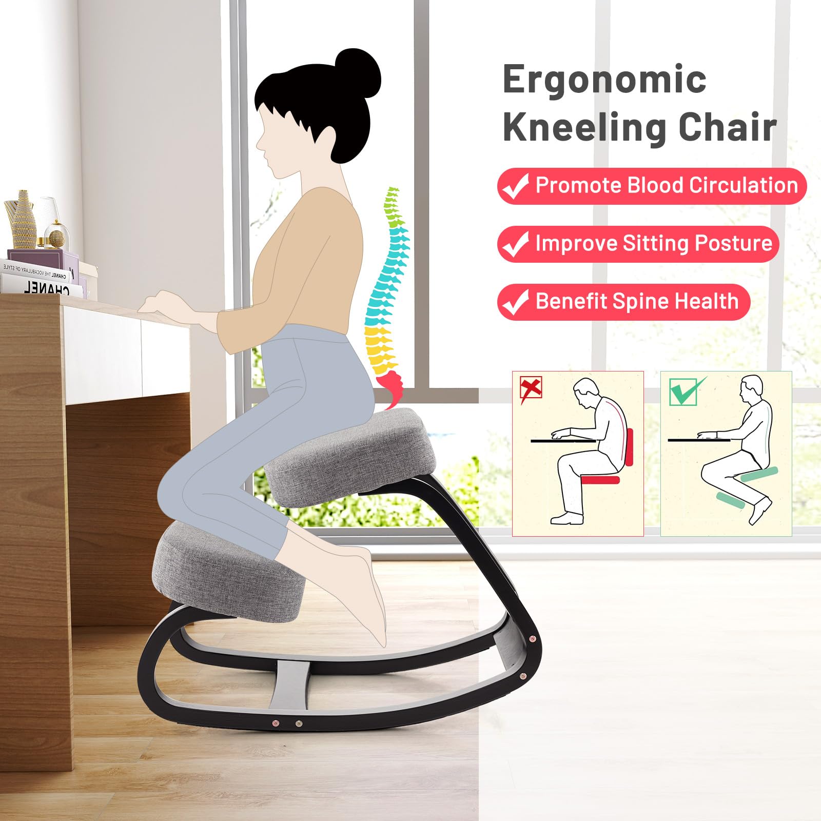 Giantex Kneeling Chair, Wood Posture Chair