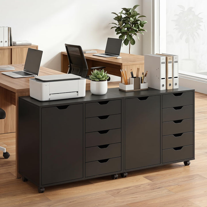 Giantex 5 Drawer Storage Cabinet on Wheels with Adjustable Shelf