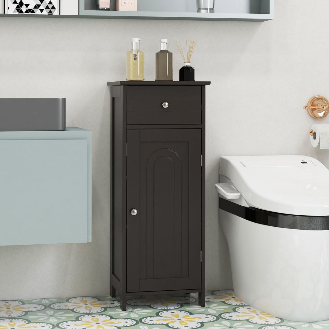 Giantex 34.5” Bathroom Cabinet Narrow Side Storage Organizer with Drawer