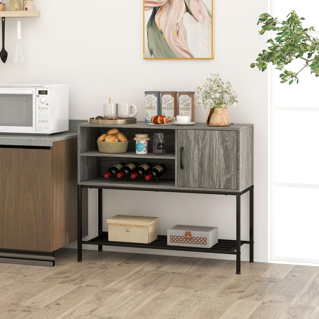 Giantex Buffet Cabinet with Power Outlets & USB Ports, Wood Coffee Bar Cabinet